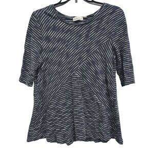Habitat Womens Lagenlook Top Size Small Black White Striped Short Sleeve Casual